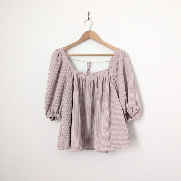 Free People lavender lilac light purple Raquel chenille textured stripe top - Picture 2 of 6